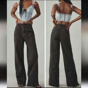 Anthrolpologie Pilcro The Seamed Flare Pants Black Size 31